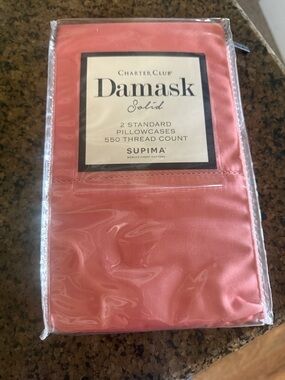 New 550 TC Damask Charter Club Standard Pillow Cases Set